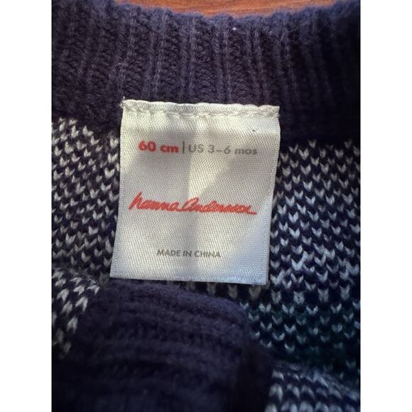 Hanna Andersson Tannenbaum Sweater Romper Blue Fair Isle Christmas 3-6 Months - Picture 8 of 9